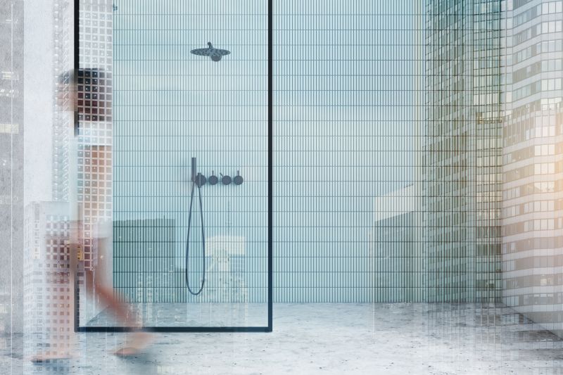 Walk-in Shower with Unique Tile Patterns